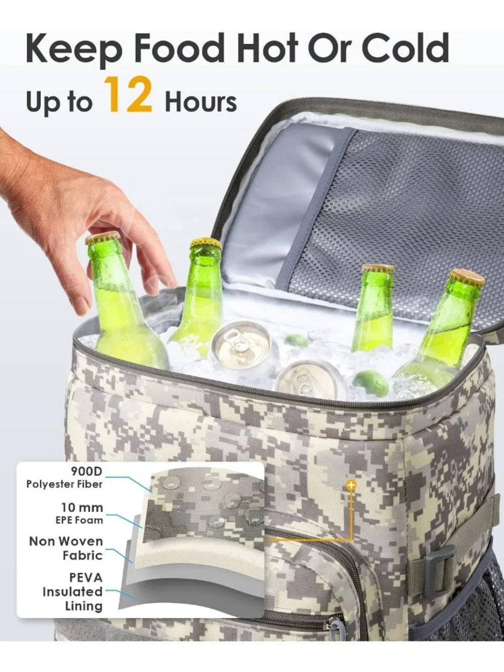 Insulated Tactical Cooler Backpack - 24L Leak-Proof Heavy Duty Lunch Bag for